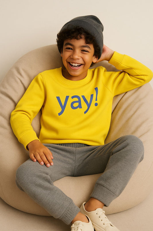 Boys Yellow Cotton Poly Print Sweatshirt