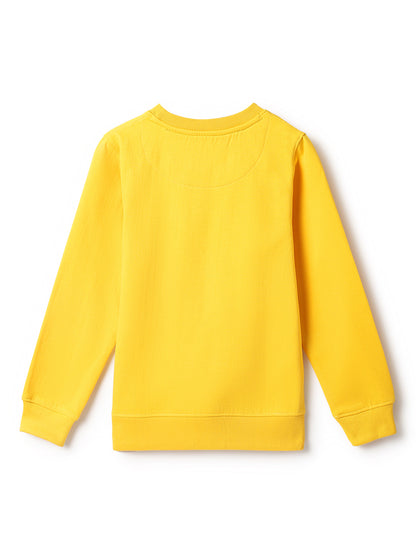 Boys Yellow Cotton Poly Print Sweatshirt