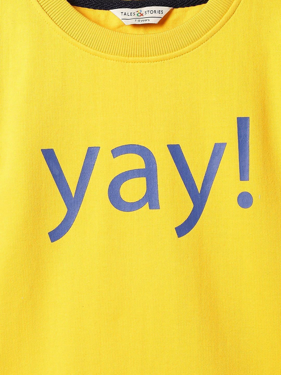 Boys Yellow Cotton Poly Print Sweatshirt