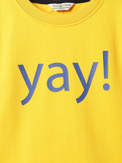 Boys Yellow Cotton Poly Print Sweatshirt
