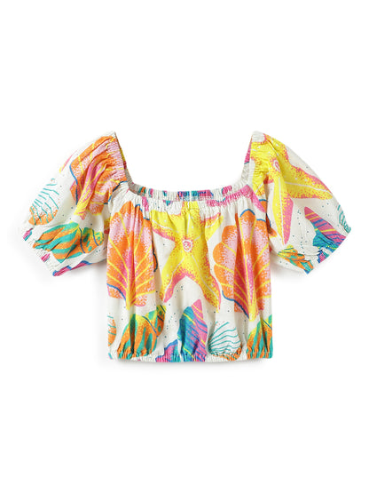 Girls Multi Color Cotton Print Co-ord Set