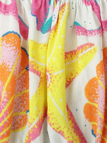 Girls Multi Color Cotton Print Co-ord Set
