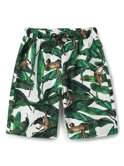 Boys Green Cotton Animal Printed Co-ord Set