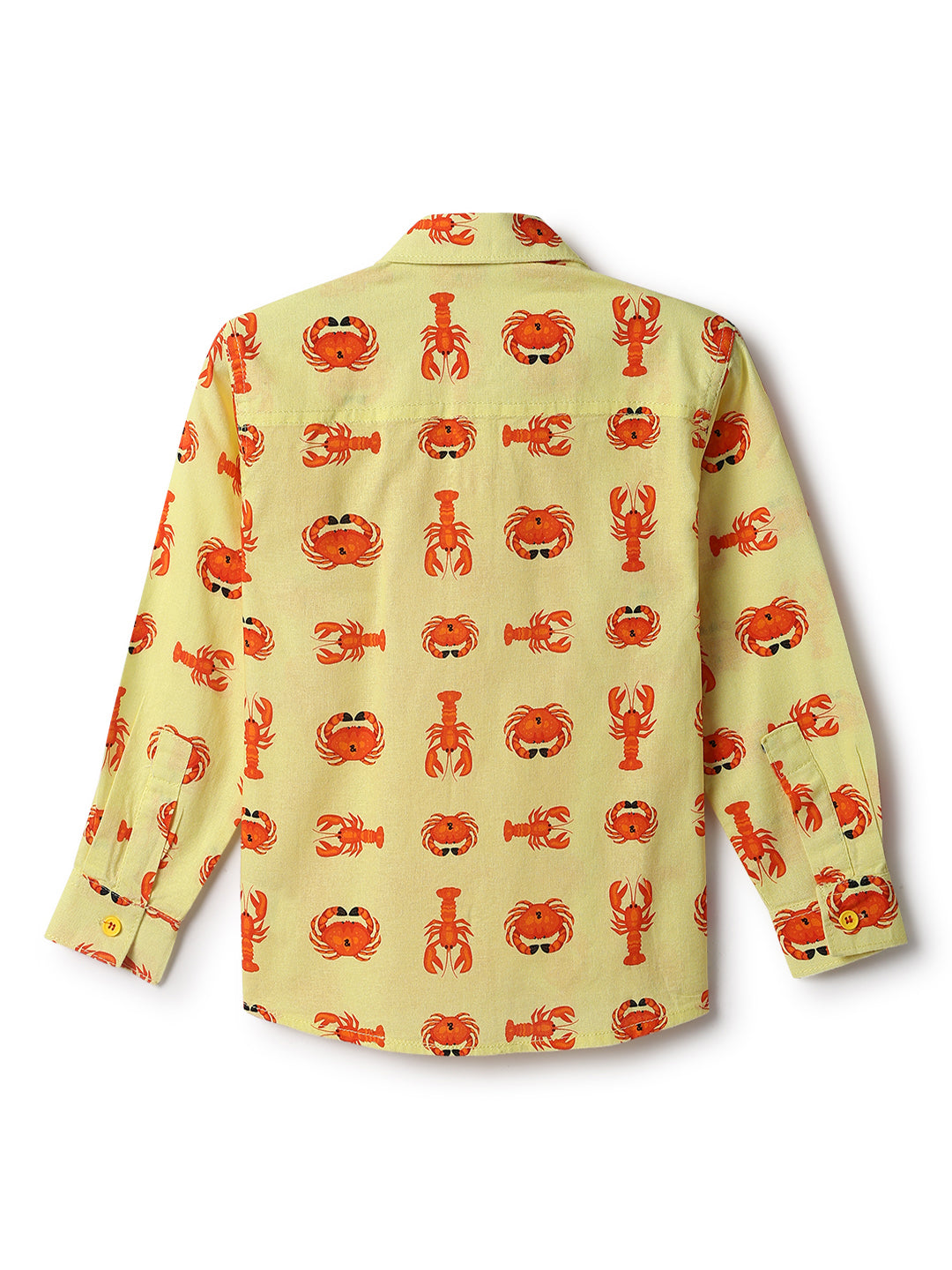 Boys Yellow Cotton Print Shirt