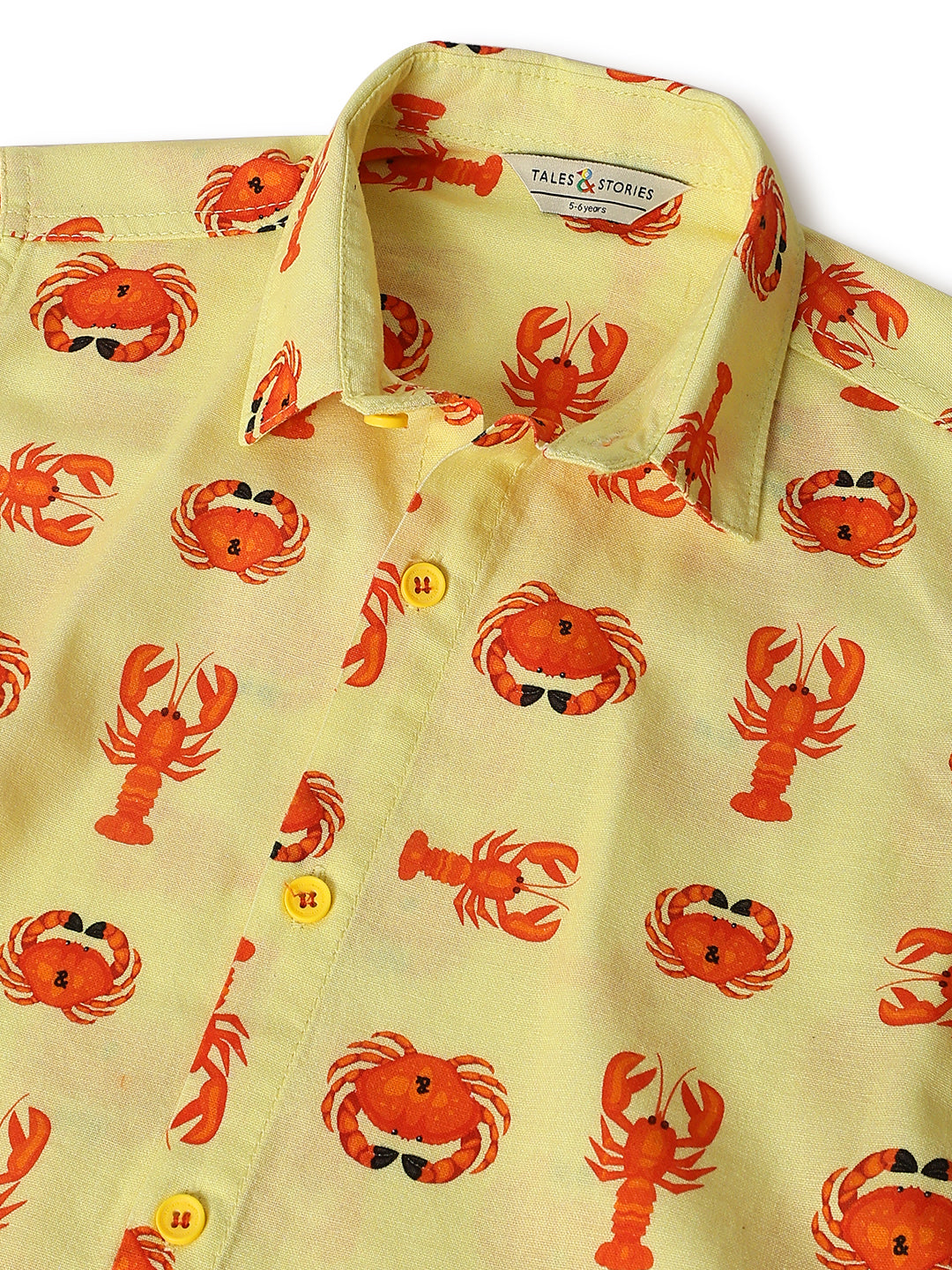 Boys Yellow Cotton Print Shirt