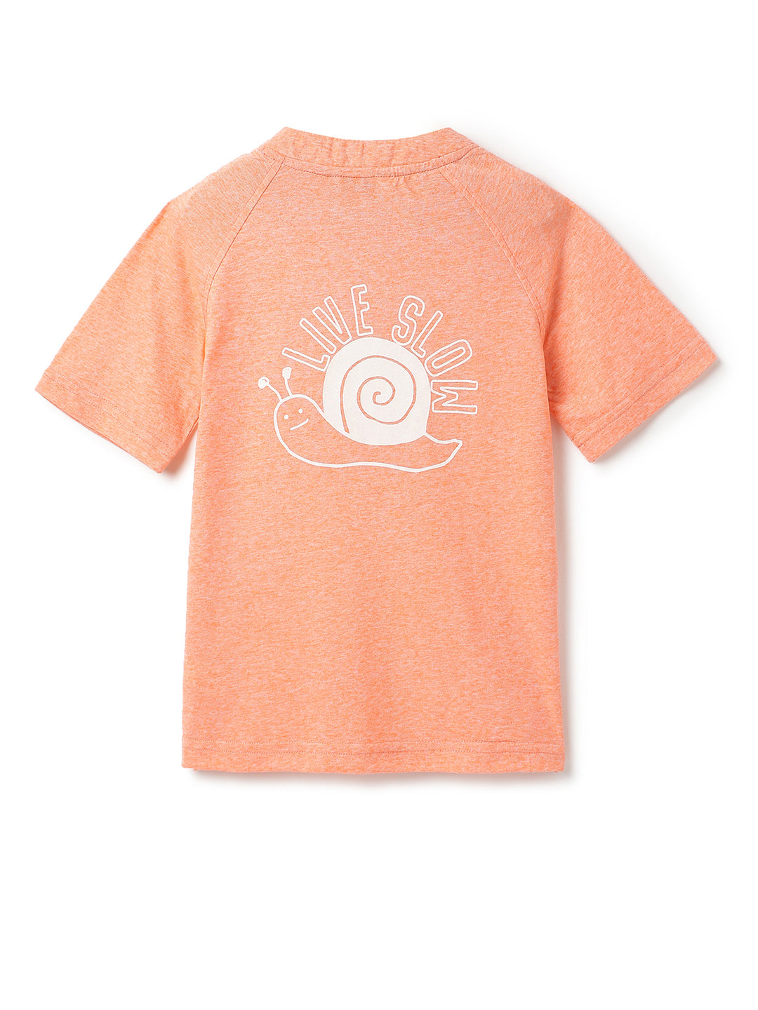 Boys Orange Printed Henley Neck T-Shirt