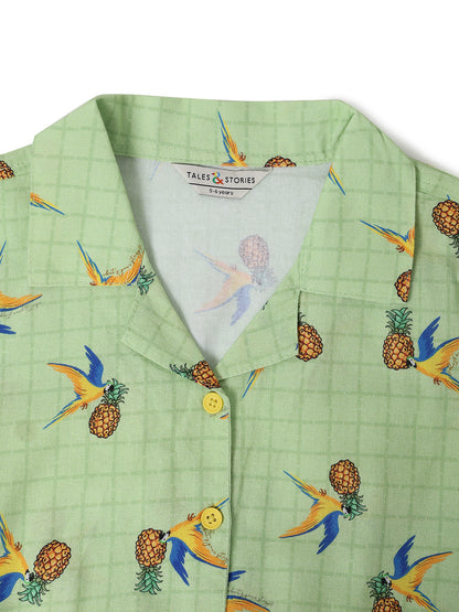 Girls Green Printed Shirt