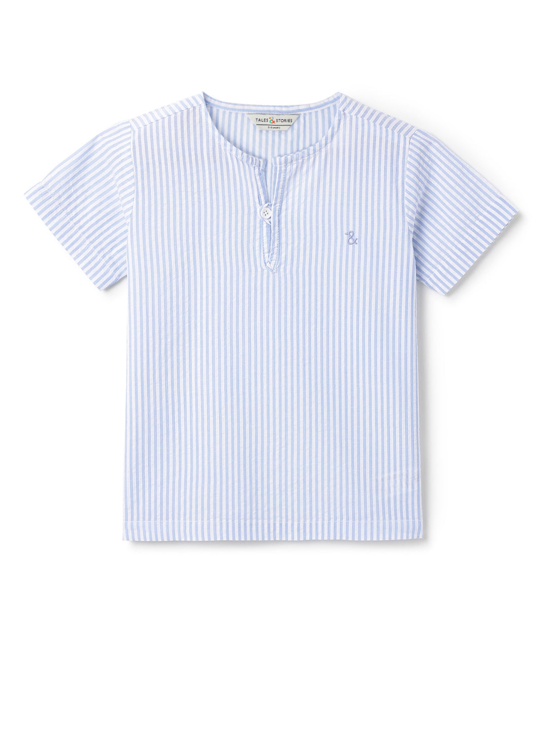 Boys Blue Striped Loose Fit Shirt