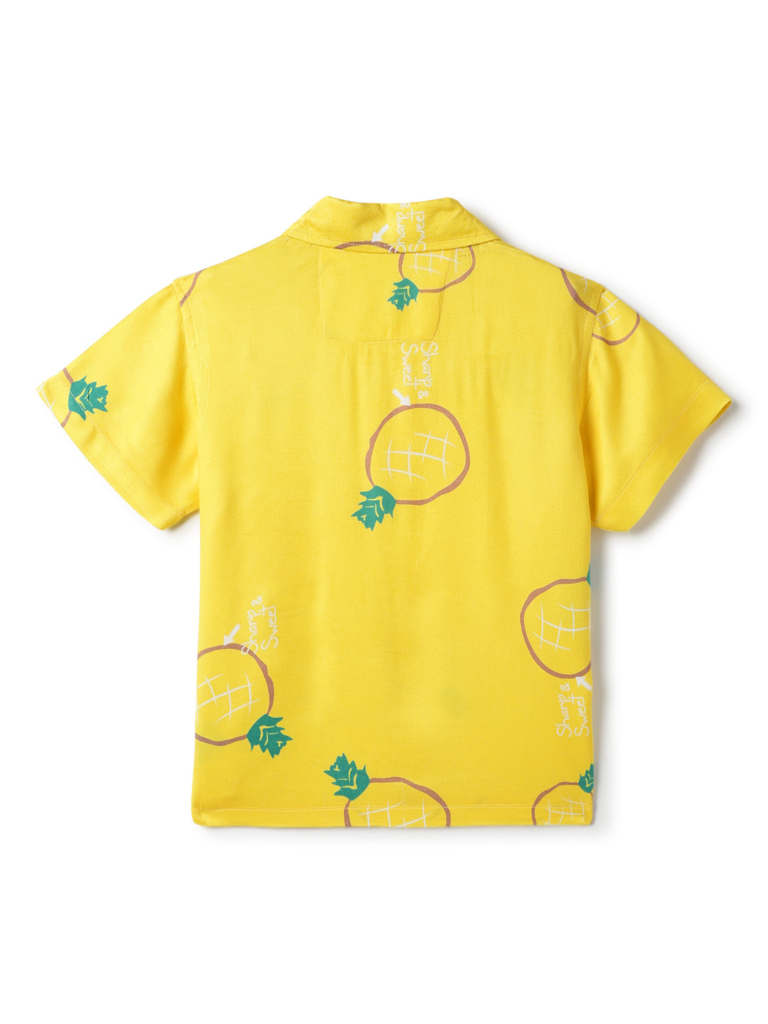 Boys Cotton Yellow Printed Shirt With Blue Denim Washed Slim Fit Jeans