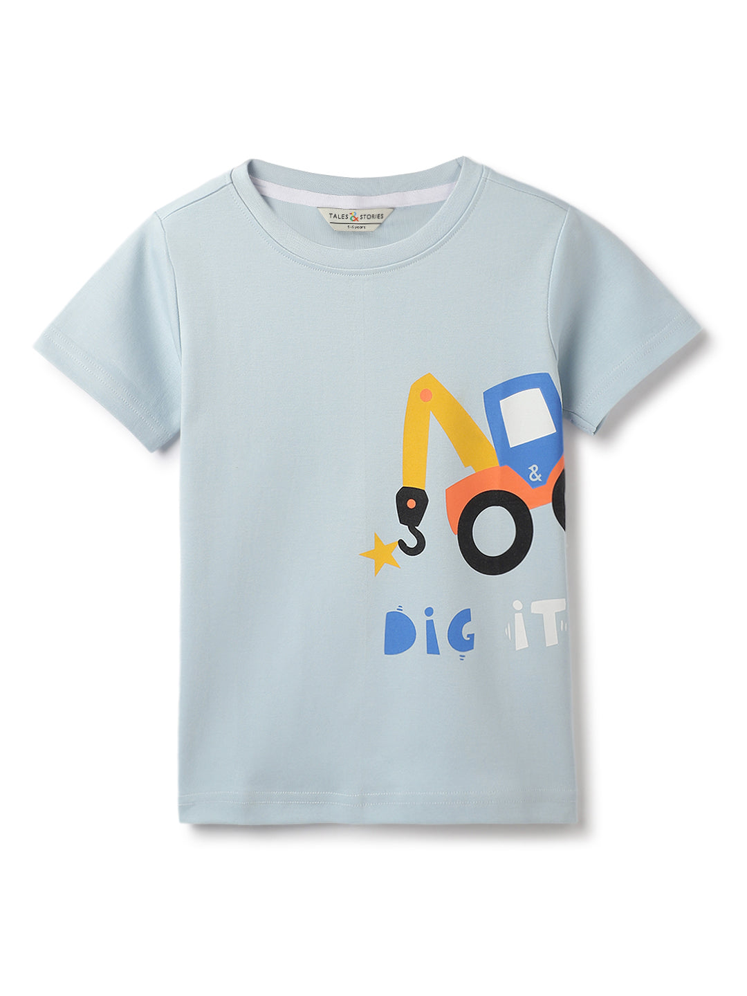 Boys Blue Cotton Printed T-shirt