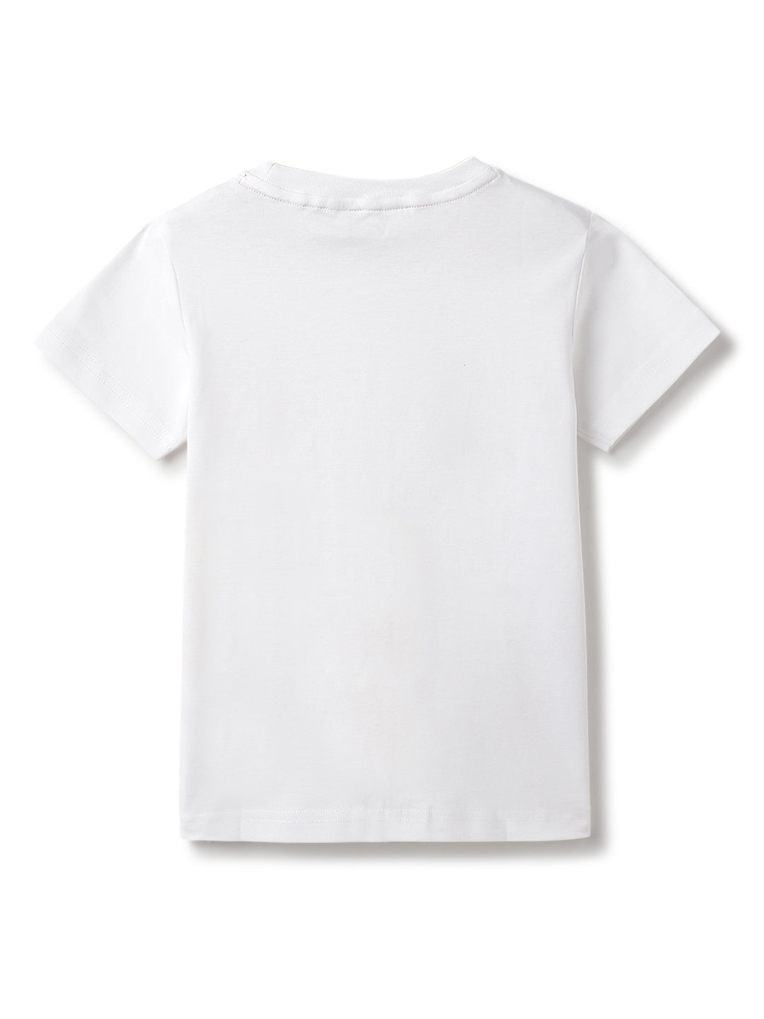 Boys White Cotton Printed T-shirt