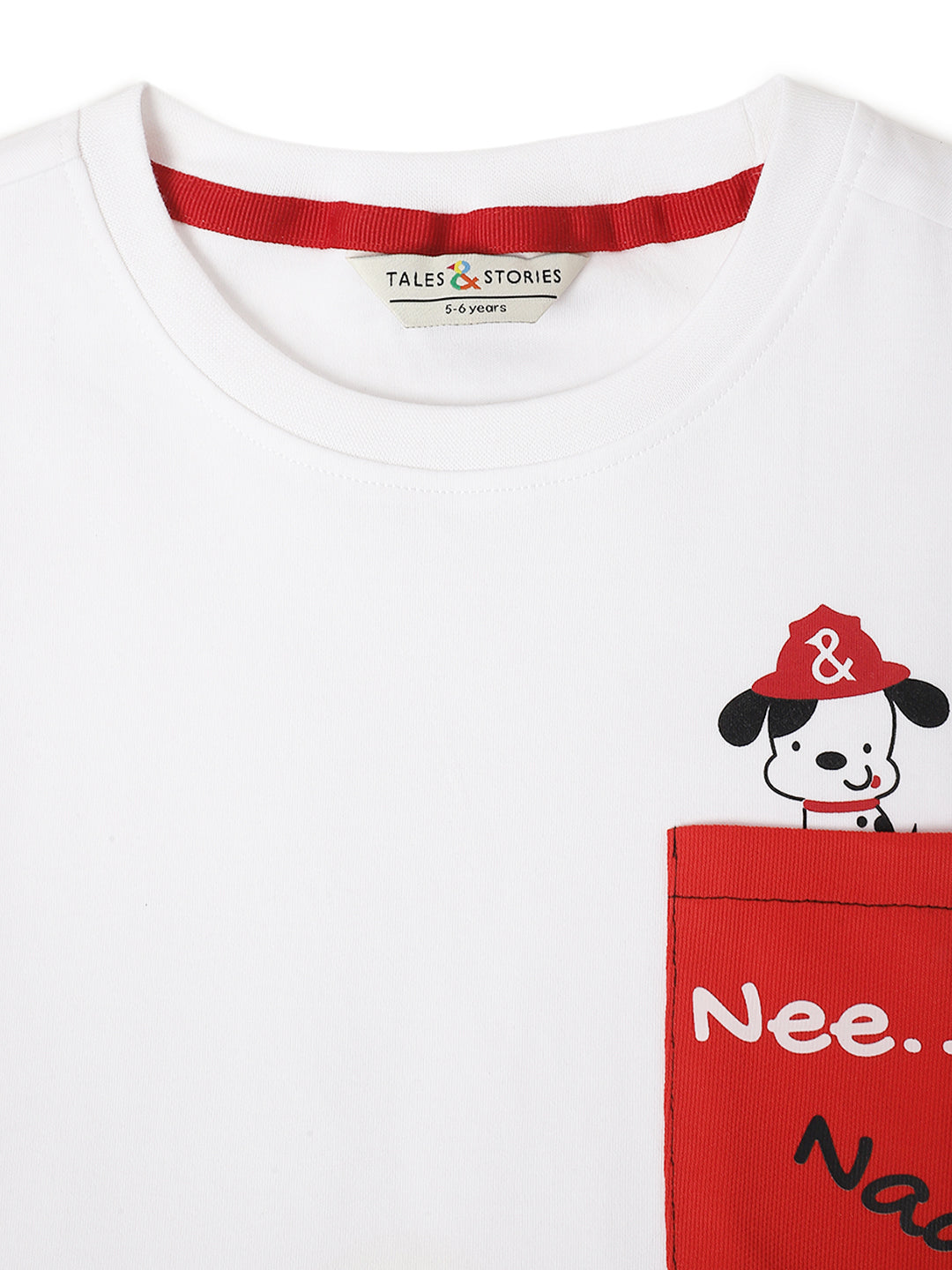 Boys White Cotton Printed T-shirt