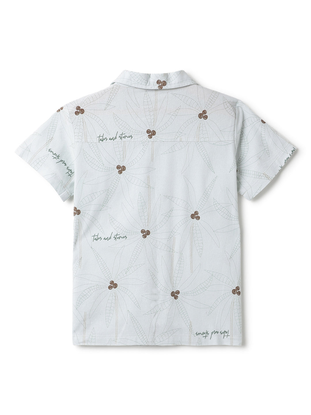 Boys Cotton Off White Printed Shirt