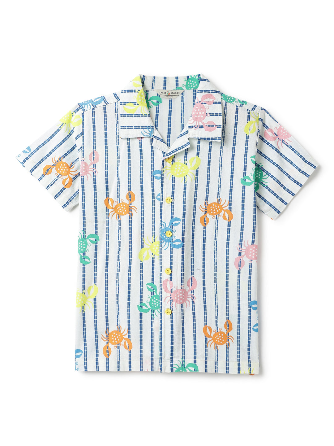 Boys Cotton Off White Animal Printed Shirt