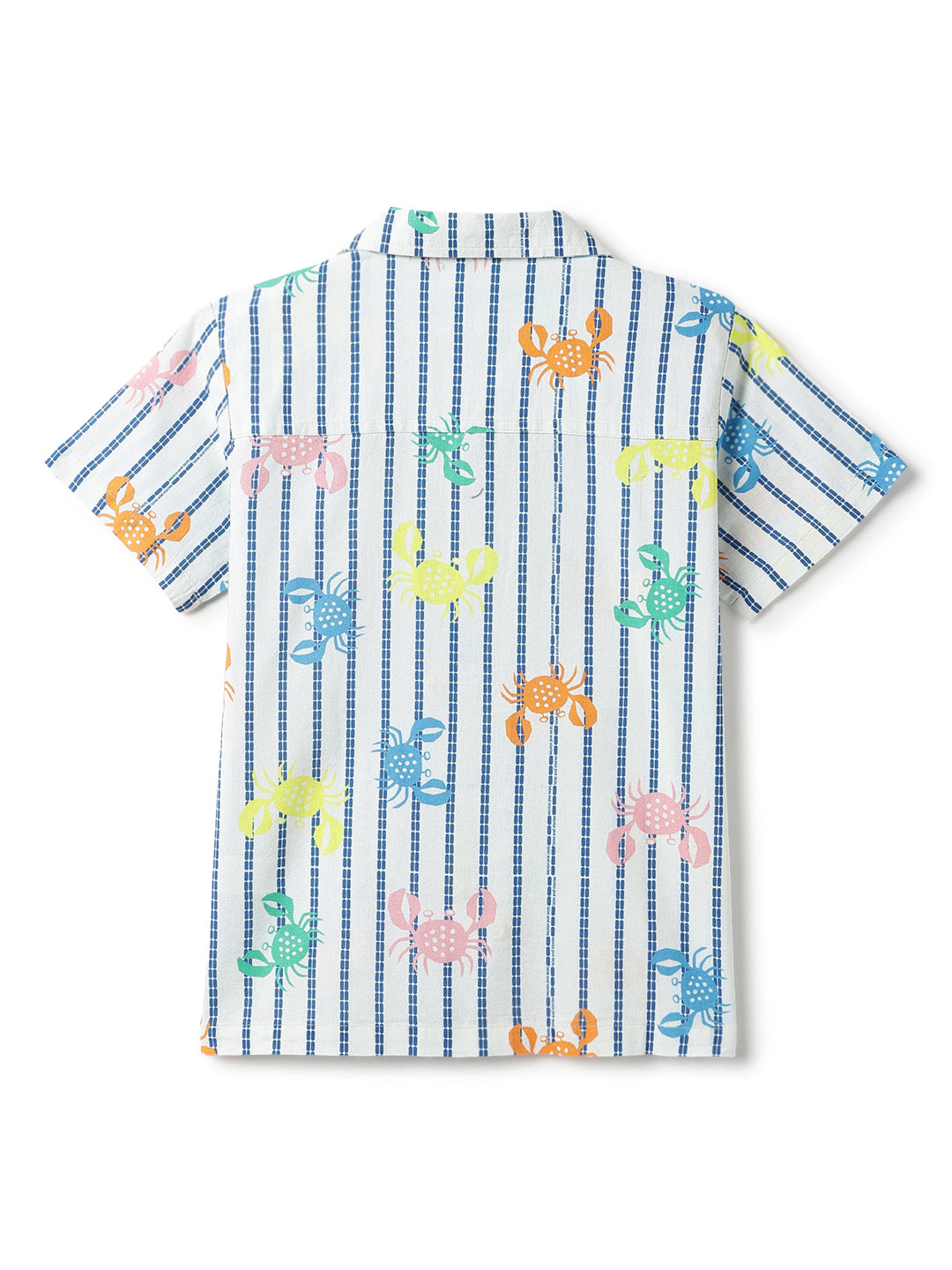 Boys Cotton Off White Animal Printed Shirt