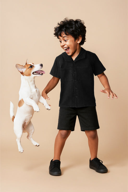 Boys Black Cotton Shirt