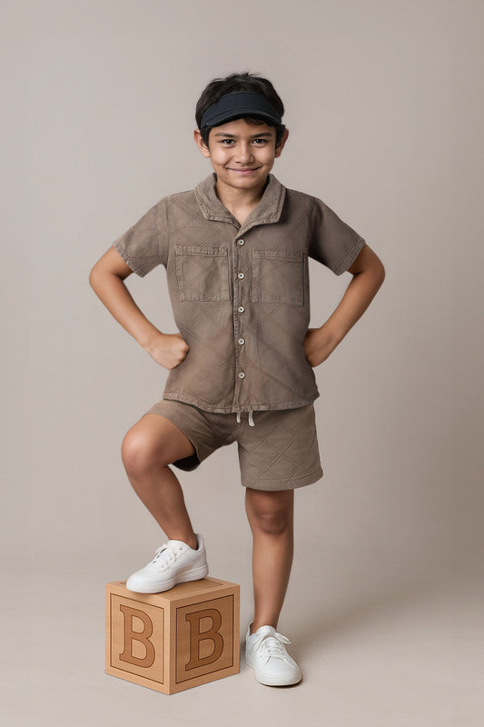 Boys Brown Cotton Shirt