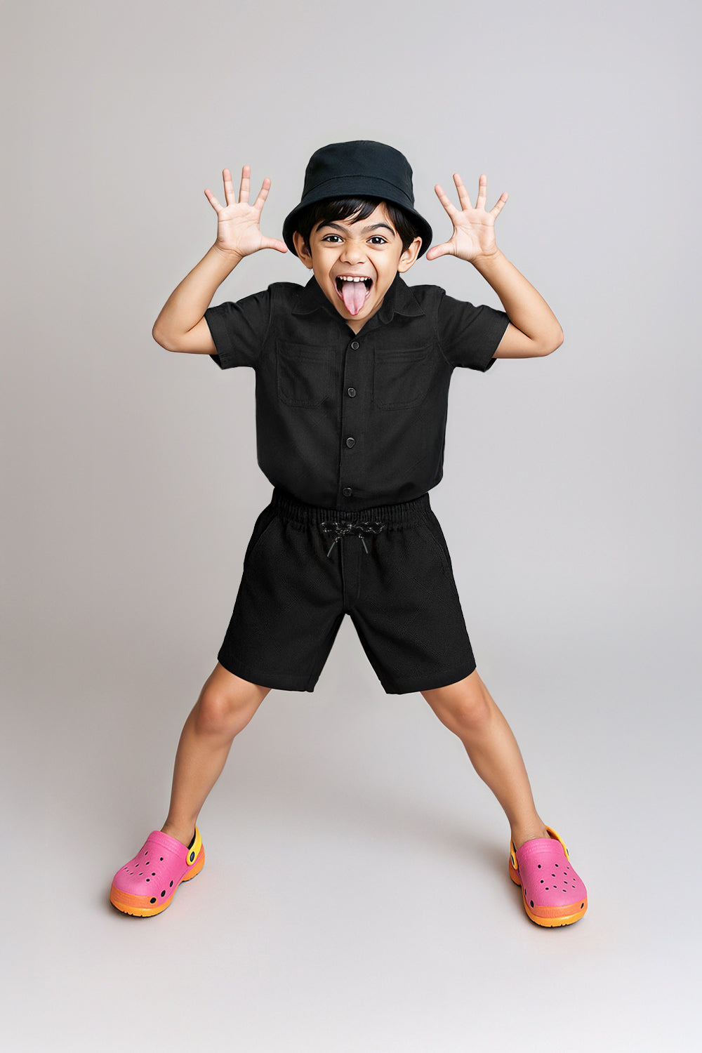Boys Black Cotton Shorts