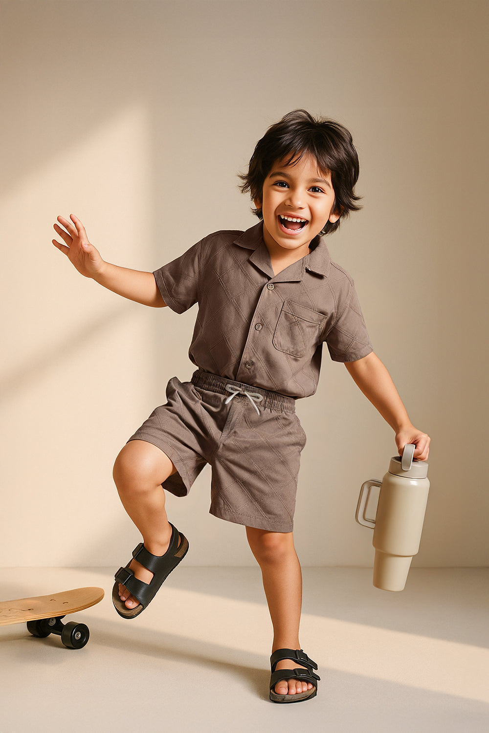 Boys Brown Cotton Shorts