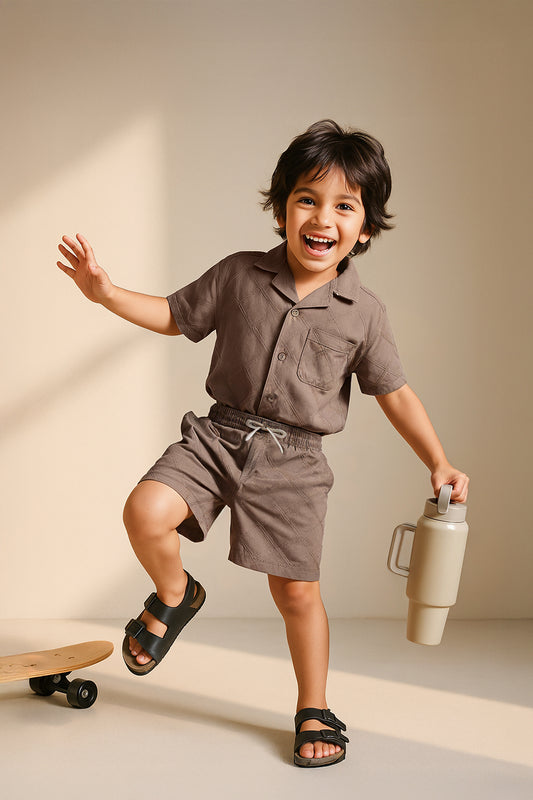 Boys Brown Cotton Shorts