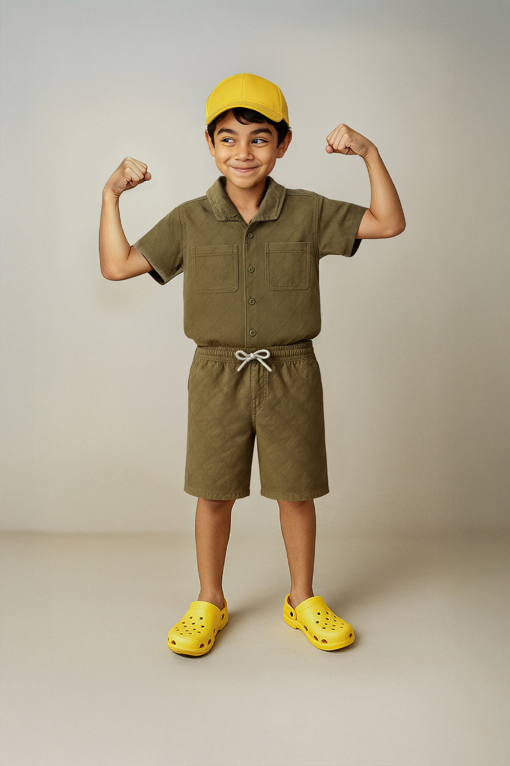 Boys Green Cotton Shorts