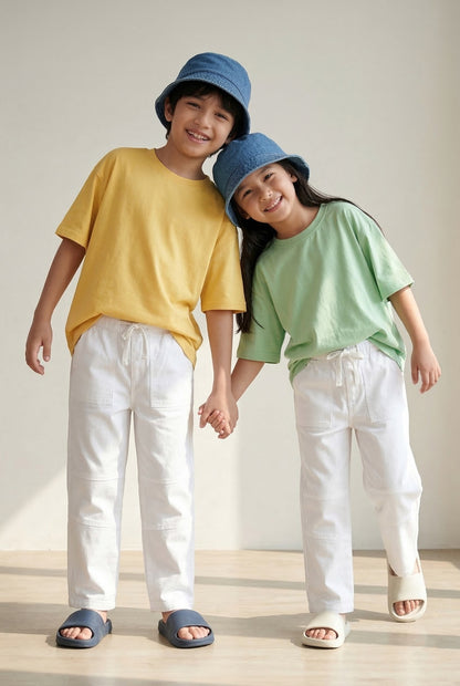 Boys & Girls White Cotton Pants