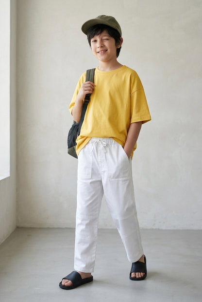 Boys & Girls White Cotton Pants