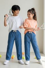 Boys & Girls Blue Parachute Fit Denim Pants