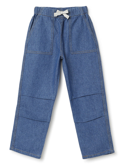 Boys & Girls Blue Parachute Fit Denim Pants