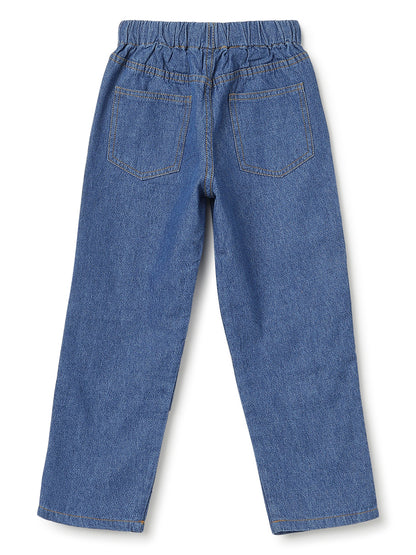 Boys & Girls Blue Parachute Fit Denim Pants