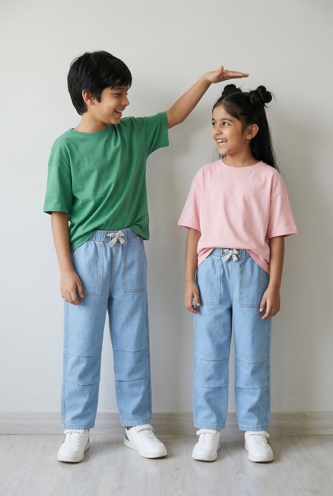 Boys & Girls Light Blue Parachute Fit Denim Pants