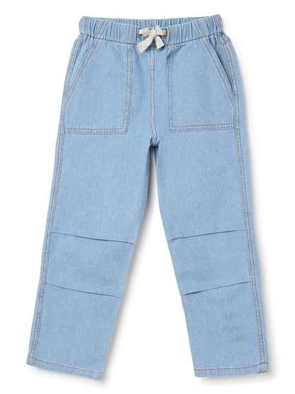 Boys & Girls Light Blue Parachute Fit Denim Pants