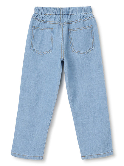 Boys & Girls Light Blue Parachute Fit Denim Pants