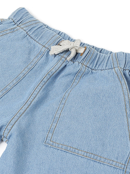Boys & Girls Light Blue Parachute Fit Denim Pants