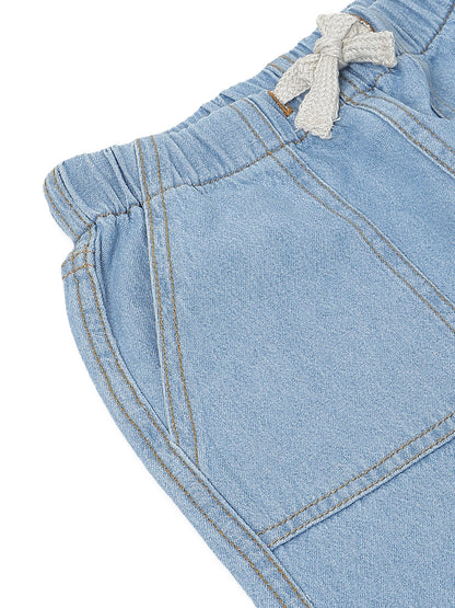 Boys & Girls Light Blue Parachute Fit Denim Pants