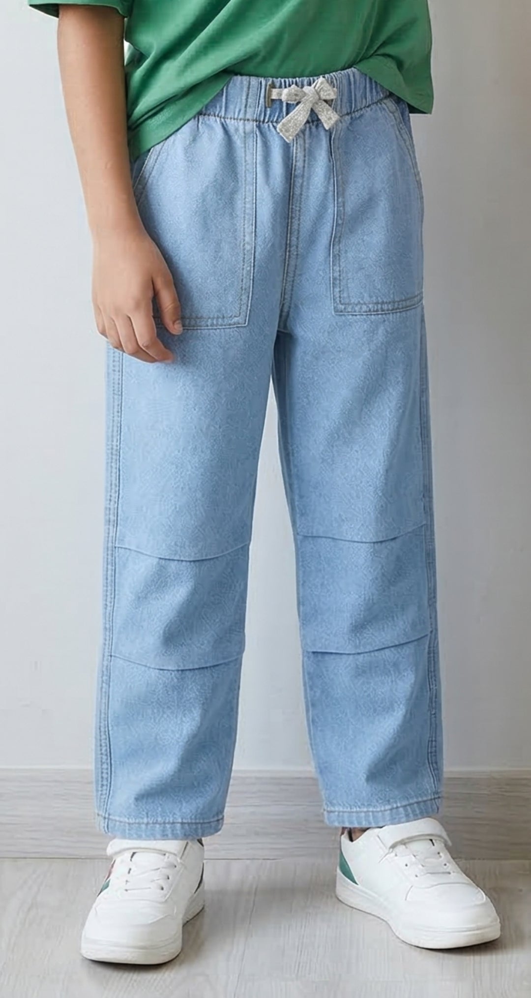Boys & Girls Light Blue Parachute Fit Denim Pants