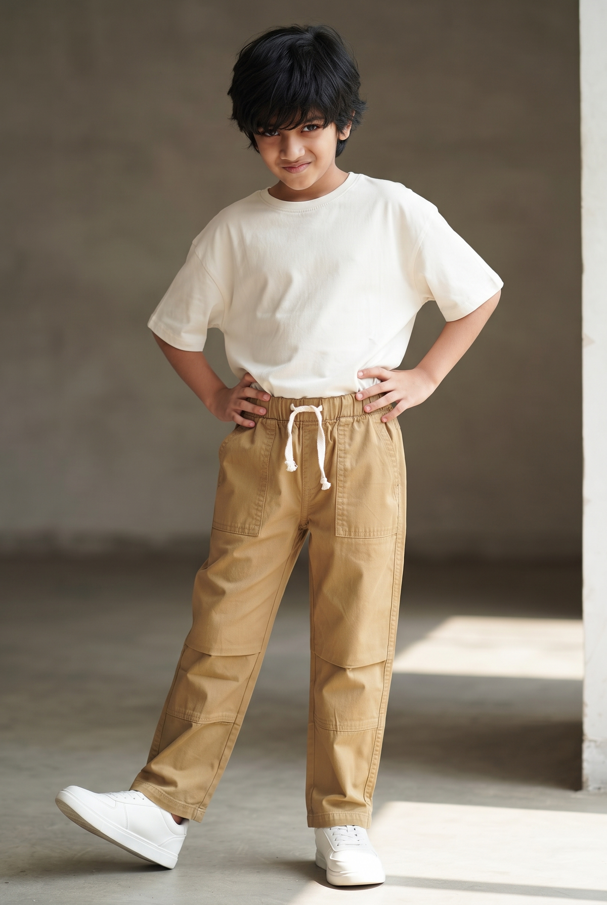 Boys & Girls Unisex Cotton Khaki Parachute Pant
