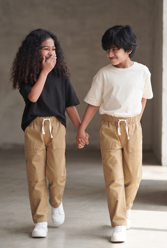Boys & Girls Unisex Cotton Khaki Parachute Pant