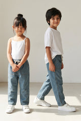 Boys & Girls Blue Denim Parachute Pant