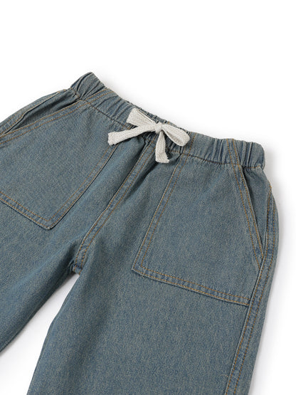 Boys & Girls Blue Denim Parachute Pant