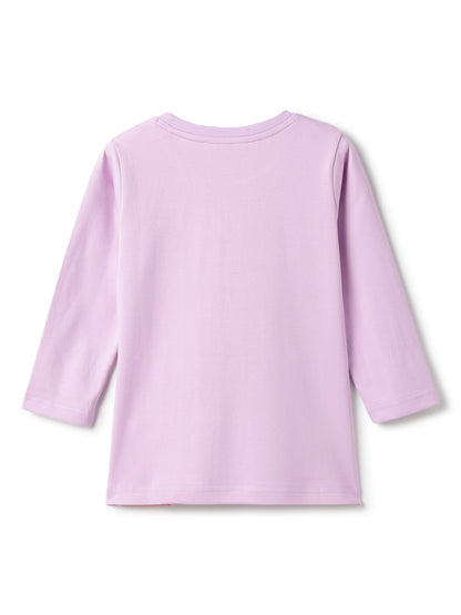 Girls Cotton Lilac Printed T-Shirt