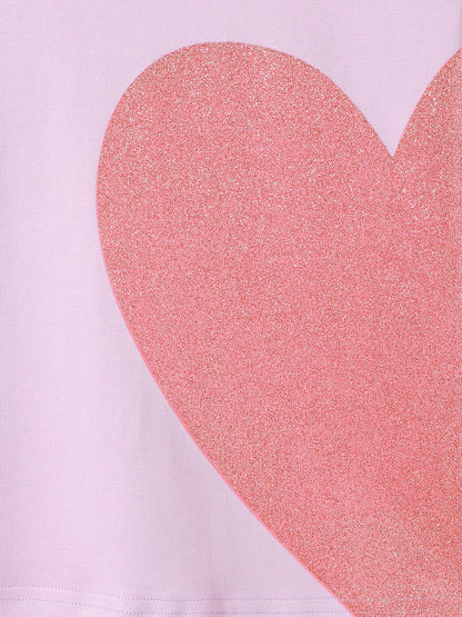 Girls Cotton Lilac Printed T-Shirt