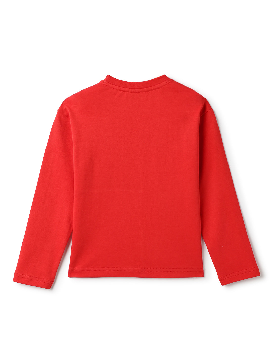 Boys Cotton Printed Red T-Shirt With Black Lycra Denim Solid Relaxed Fit Jeans