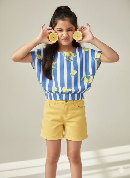 Girls Blue Striped Top