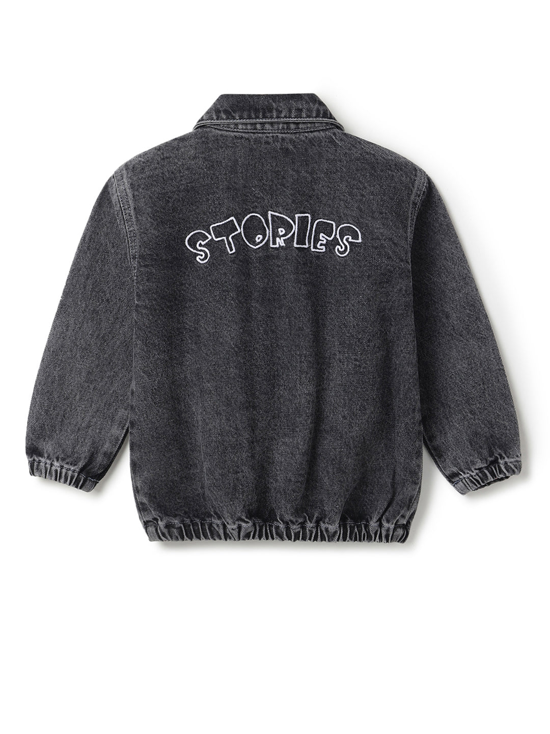 Boys Grey Denim Jacket with Zip Closure