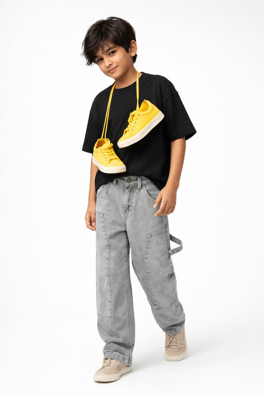 Boys Grey Denim Carpenter Fit Jeans