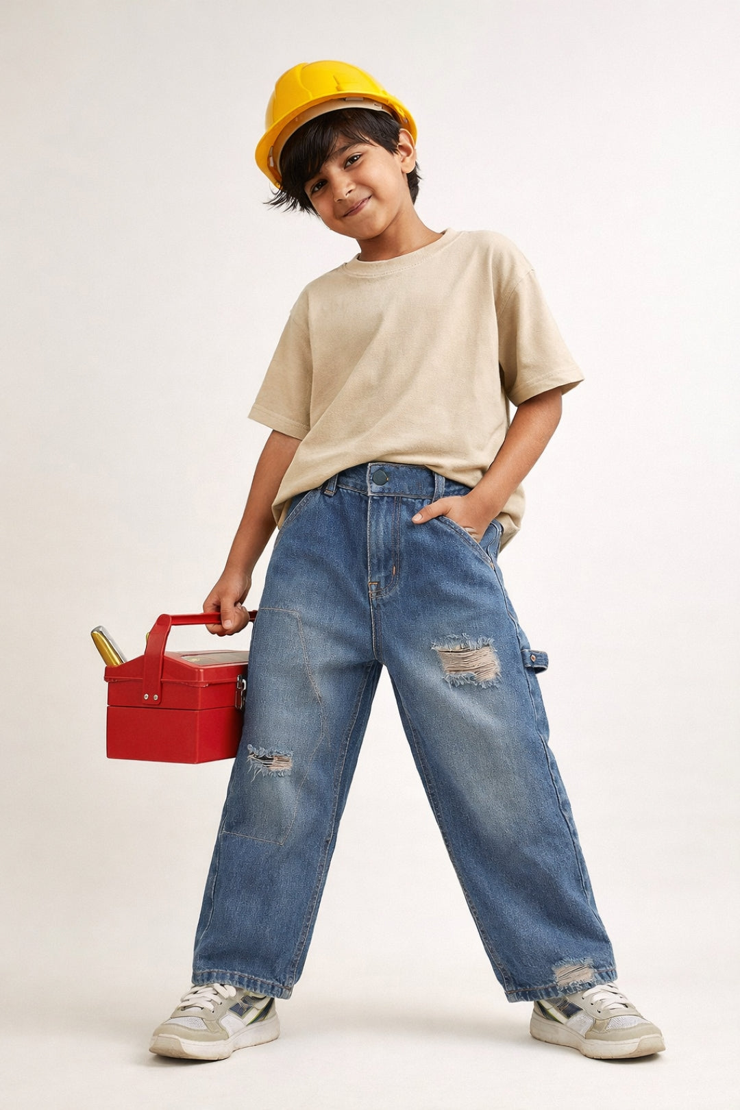 Boys Dark Blue Denim Carpenter Fit Jeans