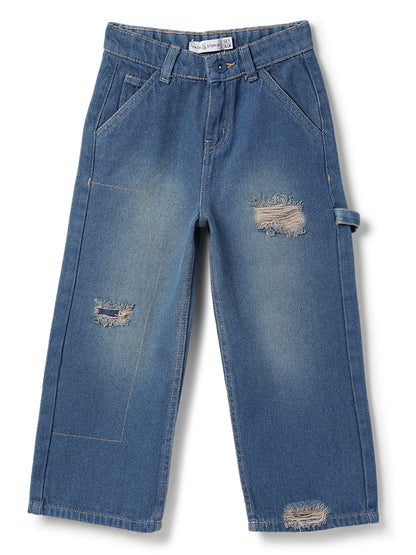 Boys Dark Blue Denim Carpenter Fit Jeans