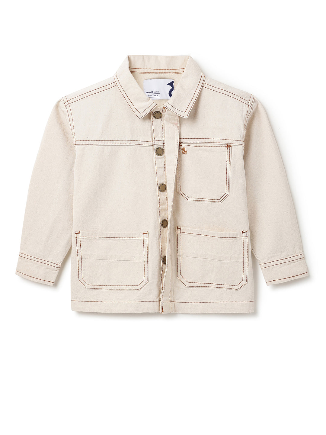 Boys Beige Denim Casual Jacket