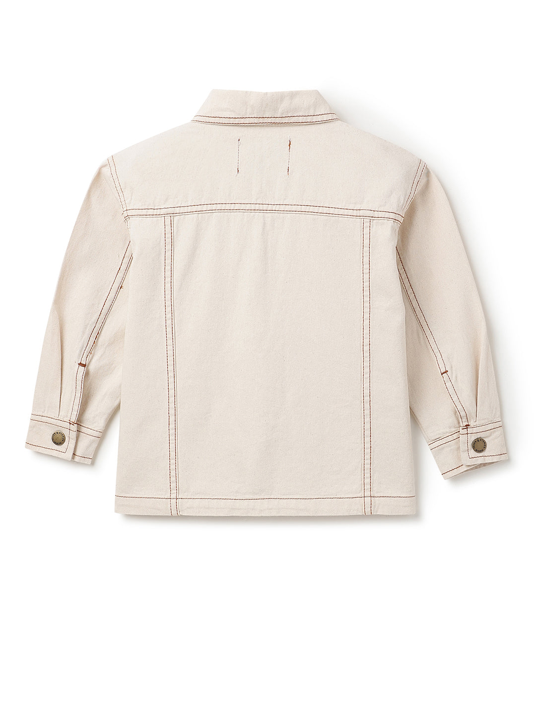 Boys Beige Denim Casual Jacket